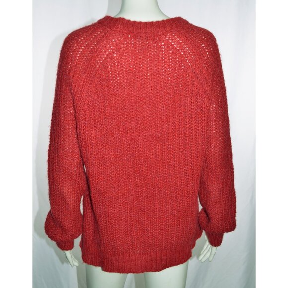 Elsamanda Anthropologie Made In Italy Alpaca Blend Open Knit Sweater Red Size M - Picture 3 of 4